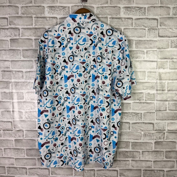 Dixxon Flannel Co. The New Wavy Geometric Print Party Wear Button Up Shirt 2XL - Picture 3 of 5